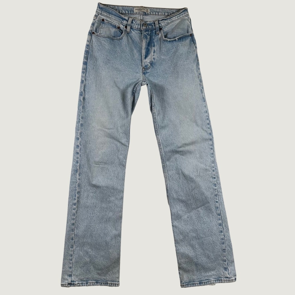 Abercrombie & Fitch The 90s Baggy Low Rise Jeans Women Light Wash 26/2L Blue Y2K